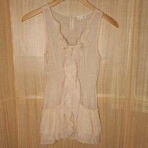 Mine Womens Gauzy Sleeveless Ruffle Blouse Medium